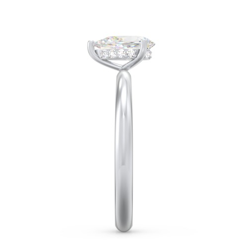 1 ct. (8x5mm) Pear Moissanite Engagement Ring with Hidden Halo – 10K White Gold with Moissanite and Lab Diamond