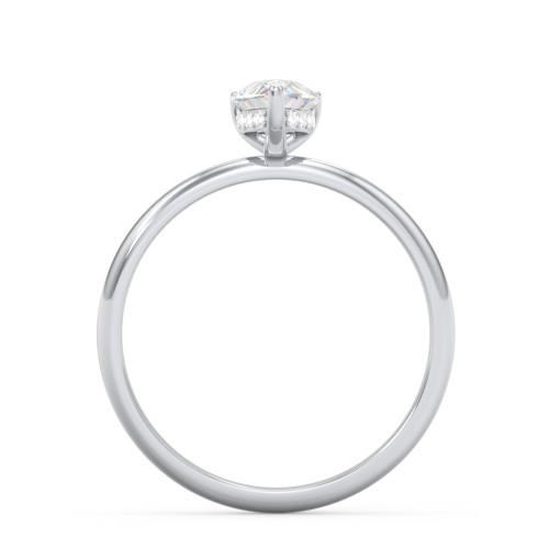1 ct. (8x5mm) Pear Moissanite Engagement Ring with Hidden Halo – 10K White Gold with Moissanite and Lab Diamond