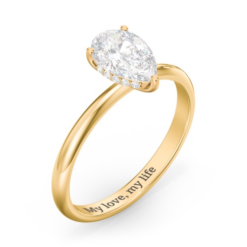 1.5 ct. (9x6mm) Pear Moissanite Engagement Ring with Hidden Halo