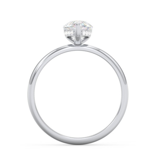 1.5 ct. (9x6mm) Pear Moissanite Engagement Ring with Hidden Halo – 10K White Gold with Moissanite and Lab Diamond