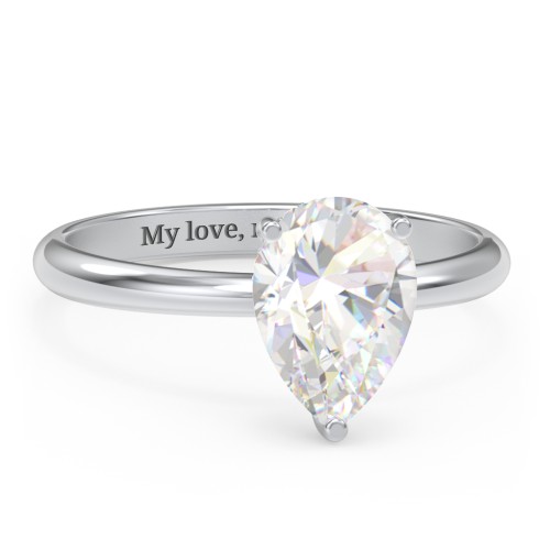 2 ct. (10x7mm) Pear Moissanite Engagement Ring with Hidden Halo