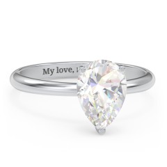 2 ct. (10x7mm) Pear Moissanite Engagement Ring with Hidden Halo – 10K White Gold with Moissanite and Lab Diamond