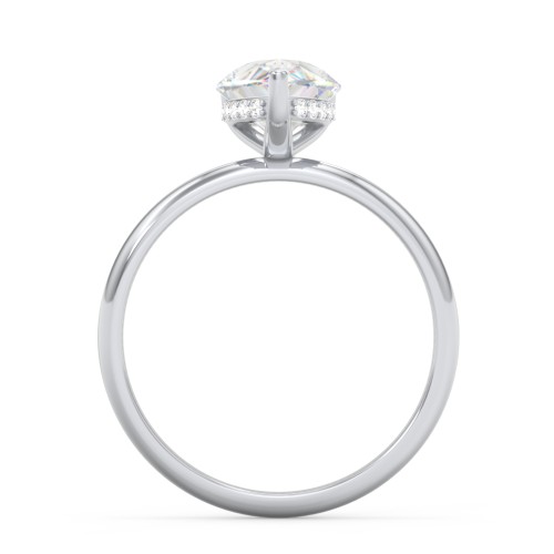 2 ct. (10x7mm) Pear Moissanite Engagement Ring with Hidden Halo – 10K White Gold with Moissanite and Lab Diamond