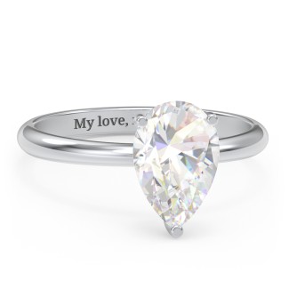 2.5 ct. DEW (10.5x7mm) Pear Moissanite Engagement Ring with Hidden Halo