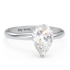 2.5 ct. (10.5x7mm) Pear Moissanite Engagement Ring with Hidden Halo – 10K White Gold with Moissanite and Lab Diamond
