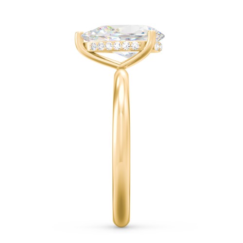 3 ct. (11x7mm) Pear Moissanite Engagement Ring with Hidden Halo – 10K Yellow Gold with Moissanite and Lab Diamond