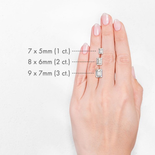 1 ct. (7x5mm) Emerald-Cut Moissanite Halo Engagement Ring with Side Stones