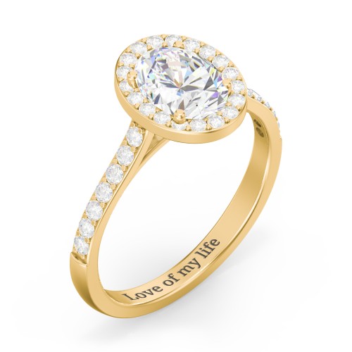 1.5 ct. (8x6mm) Oval Moissanite Halo Engagement Ring with Side Stones