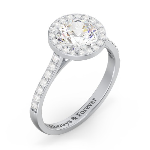 1.5 ct. (7.5mm) Moissanite Halo Engagement Ring with Side Stones