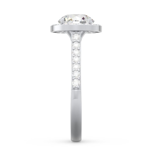 1.5 ct. (7.5mm) Moissanite Halo Engagement Ring with Side Stones