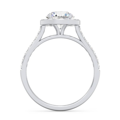 1.5 ct. (7.5mm) Moissanite Halo Engagement Ring with Side Stones