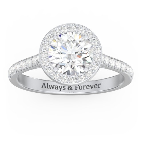 1.5 ct. (7.5mm) Moissanite Halo Engagement Ring with Side Stones