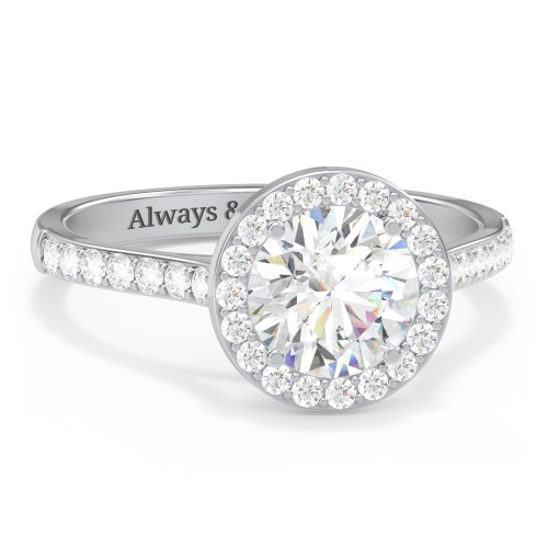 1.5 ct. (7.5mm) Moissanite Halo Engagement Ring with Side Stones
