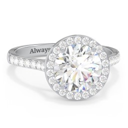 2.5 ct. (8.5mm) Moissanite Halo Engagement Ring with Side Stones