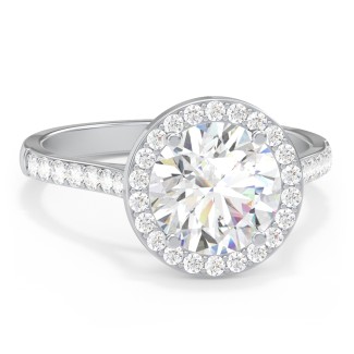 2.5 ct. DEW (8.5mm) Moissanite Halo Engagement Ring with Side Stones