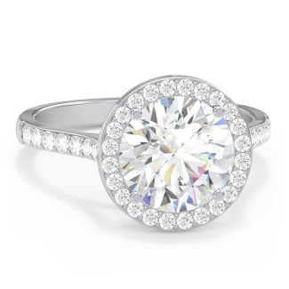 3 ct. DEW (9mm) Moissanite Halo Engagement Ring with Side Stones