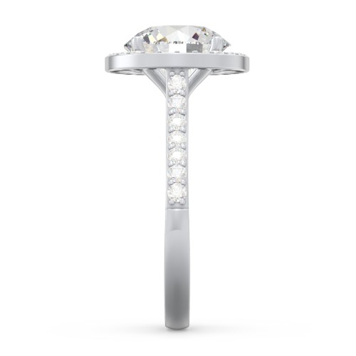 3 ct. (9mm) Moissanite Halo Engagement Ring with Side Stones – 10K White Gold with Moissanite and Lab Diamond