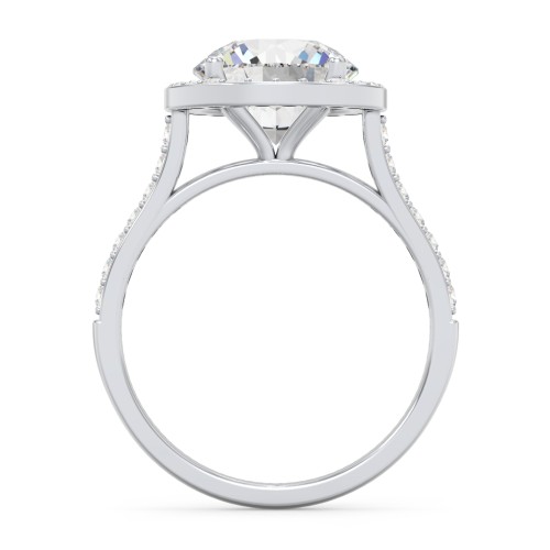 3 ct. (9mm) Moissanite Halo Engagement Ring with Side Stones – 10K White Gold with Moissanite and Lab Diamond