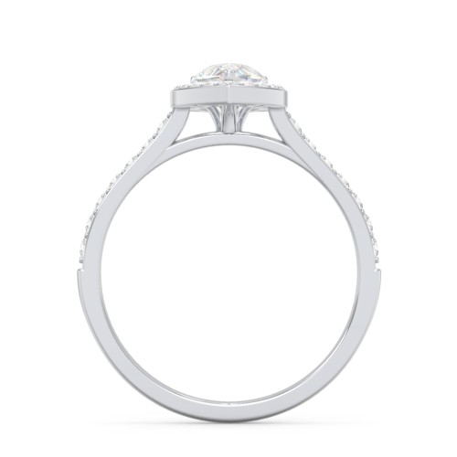 1 ct. (8x5mm) Pear Moissanite Halo Engagement Ring with Side Stones – 10K White Gold with Moissanite and Lab Diamond