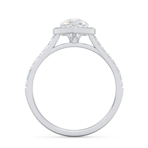 1.5 ct. (9x6mm) Pear Moissanite Halo Engagement Ring with Side Stones – 10K White Gold with Moissanite and Lab Diamond