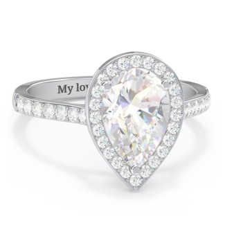 2.5 ct. (10.5x7mm) Pear Moissanite Halo Engagement Ring with Side Stones