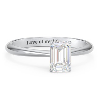 1 ct. (7x5mm) Emerald-Cut Moissanite Engagement Ring with Tapered Knife Edge
