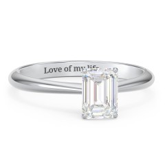 1 ct. (7x5mm) Emerald-Cut Moissanite Engagement Ring with Tapered Knife Edge – 10K White Gold with Moissanite
