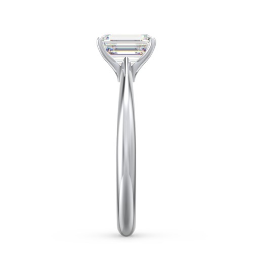 1 ct. (7x5mm) Emerald-Cut Moissanite Engagement Ring with Tapered Knife Edge – 10K White Gold with Moissanite