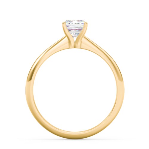 1 ct. (7x5mm) Emerald-Cut Moissanite Engagement Ring with Tapered Knife Edge – 10K Yellow Gold with Moissanite
