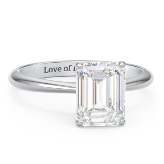 3 ct. DEW (9x7mm) Emerald-Cut Moissanite Engagement Ring with Tapered Knife Edge