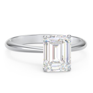 3 ct. DEW (9x7mm) Emerald-Cut Moissanite Engagement Ring with Tapered Knife Edge
