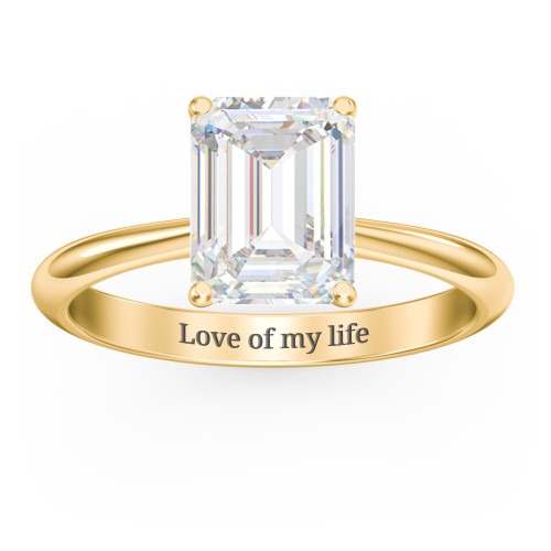3 ct. (9x7mm) Emerald-Cut Moissanite Engagement Ring with Tapered Knife Edge