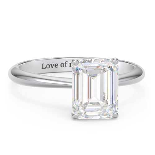 3 ct. (9x7mm) Emerald-Cut Moissanite Engagement Ring with Tapered Knife Edge