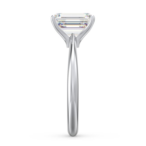 3 ct. (9x7mm) Emerald-Cut Moissanite Engagement Ring with Tapered Knife Edge – 10K White Gold with Moissanite