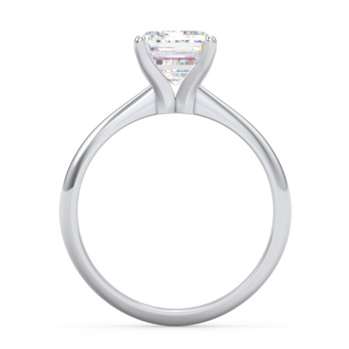 3 ct. (9x7mm) Emerald-Cut Moissanite Engagement Ring with Tapered Knife Edge – 10K White Gold with Moissanite