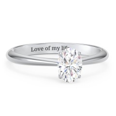 1 ct. (7x5mm) Oval Moissanite Engagement Ring with Tapered Knife Edge – 10K White Gold with Moissanite