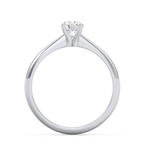 1 ct. (7x5mm) Oval Moissanite Engagement Ring with Tapered Knife Edge – 10K White Gold with Moissanite