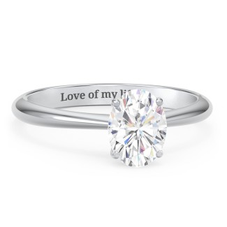 1.5 ct. DEW (8x6mm) Oval Moissanite Engagement Ring with Tapered Knife Edge