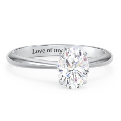 1.5 ct. (8x6mm) Oval Moissanite Engagement Ring with Tapered Knife Edge – 10K White Gold with Moissanite