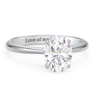 2 ct. DEW (9x7mm) Oval Moissanite Engagement Ring with Tapered Knife Edge