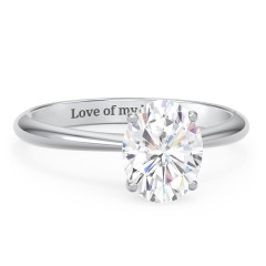 2 ct. (9x7mm) Oval Moissanite Engagement Ring with Tapered Knife Edge – 10K White Gold with Moissanite