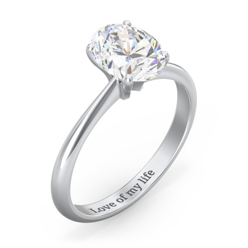 2 ct. (9x7mm) Oval Moissanite Engagement Ring with Tapered Knife Edge – 10K White Gold with Moissanite