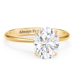 3 ct. (10x8mm) Oval Moissanite Engagement Ring with Tapered Knife Edge in 10K Solid Yellow Gold with Moissanite