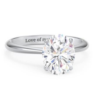 3 ct. DEW (10x8mm) Oval Moissanite Engagement Ring with Tapered Knife Edge