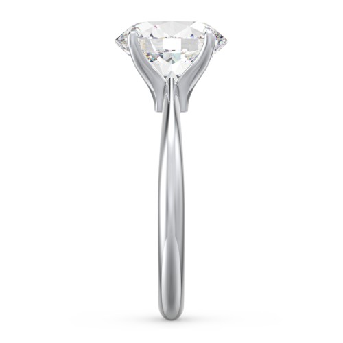 3 ct. (10x8mm) Oval Moissanite Engagement Ring with Tapered Knife Edge – 10K White Gold with Moissanite