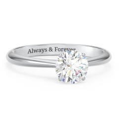 1 ct. (6.5mm) Moissanite Engagement Ring with Tapered Knife Edge – 10K White Gold with Moissanite