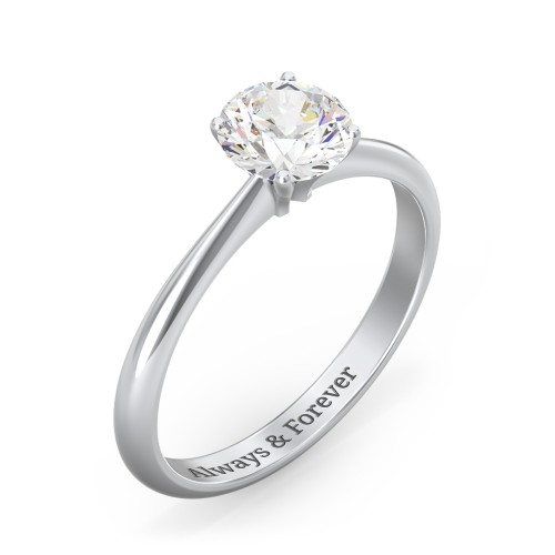 1 ct. (6.5mm) Moissanite Engagement Ring with Tapered Knife Edge – 10K White Gold with Moissanite