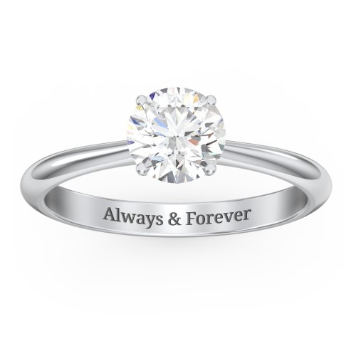 1 ct. (6.5mm) Moissanite Engagement Ring with Tapered Knife Edge – 10K White Gold with Moissanite