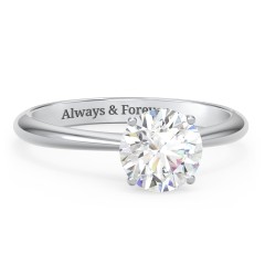 1.5 ct. (7.5mm) Moissanite Engagement Ring with Tapered Knife Edge – 10K White Gold with Moissanite