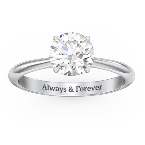 1.5 ct. (7.5mm) Moissanite Engagement Ring with Tapered Knife Edge – 10K White Gold with Moissanite